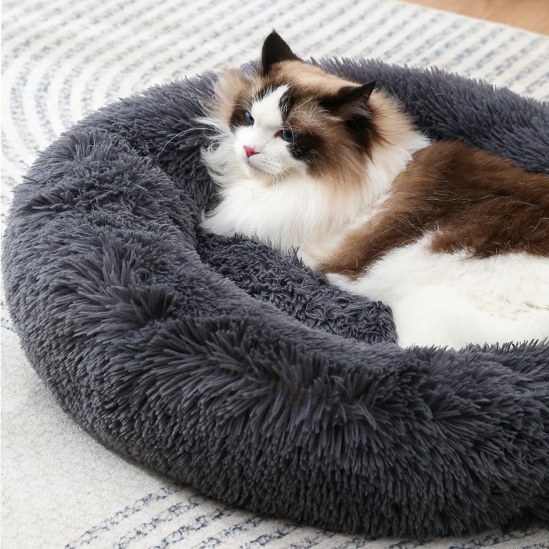 Hundebett rund katzenkissen hunde donut bett hundebett plüsch katze donut hundedonut Haustierbett für Hunde Plüsch Haustierbett Hundehütte Hundesofa Hundekissen Katzenbett Donut (L/Anzug Für 8Kg)