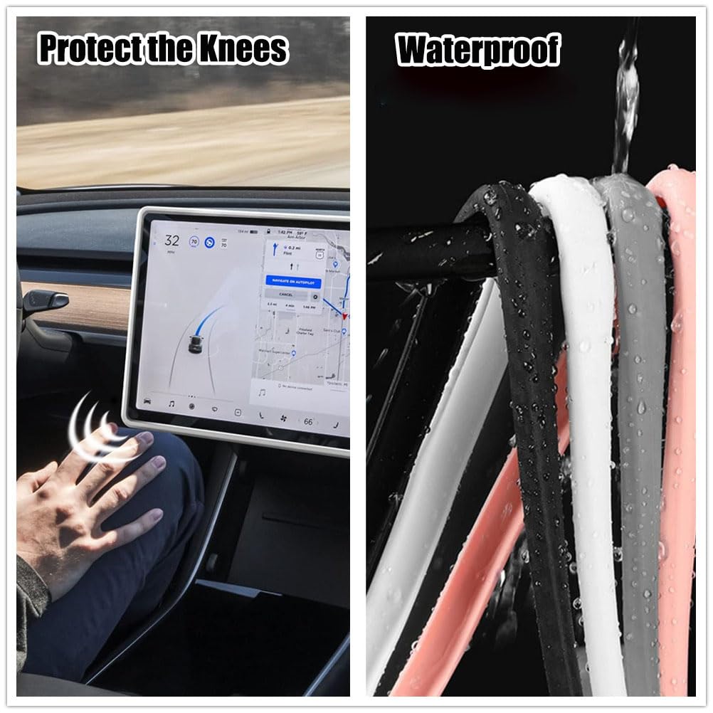 Telaio di protezione schermo compatibile Tesla Model 3/Y 2017-2023 Silicone Console centrale Touchscreen Decorazione infrangibile Protezione ginocchio (bianca)
