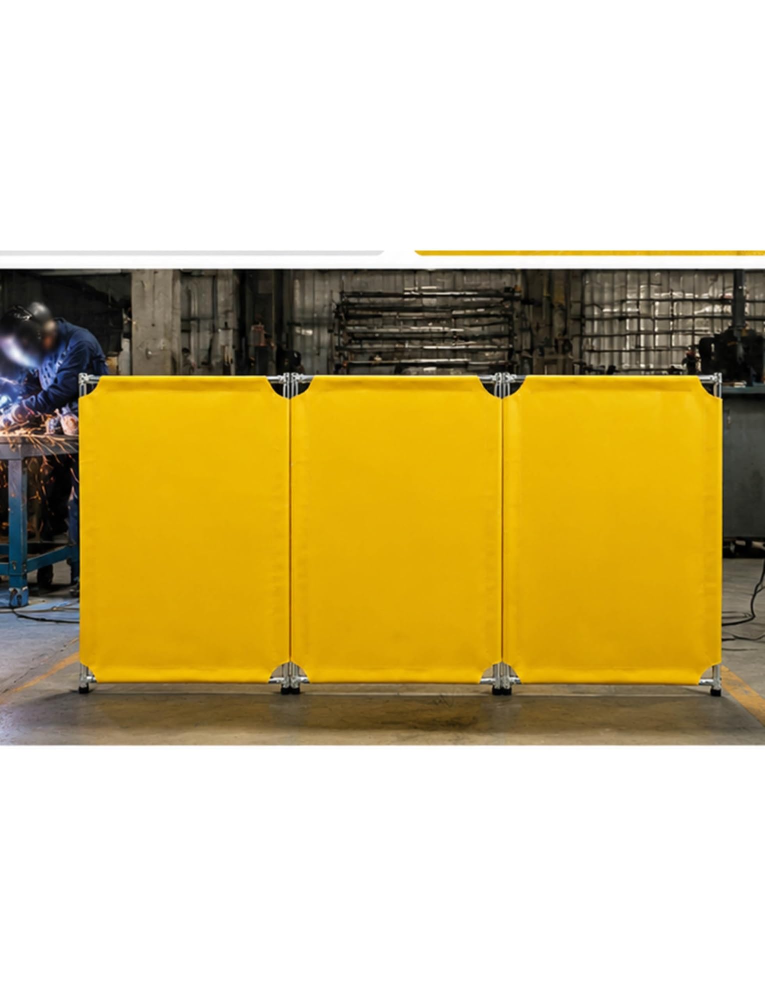 Écran de soudage avec cadre, rideau de soudage autoportant robuste(10pcs,22.8x59in/58x150cm)