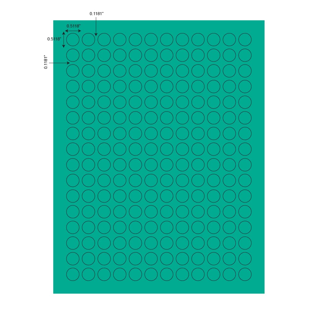 Globe Scientific LCS-D13G Cryogenic Dots Label Sheet for 1.5-2mL Tube, 13mm Diameter, Green, Pack of 3840