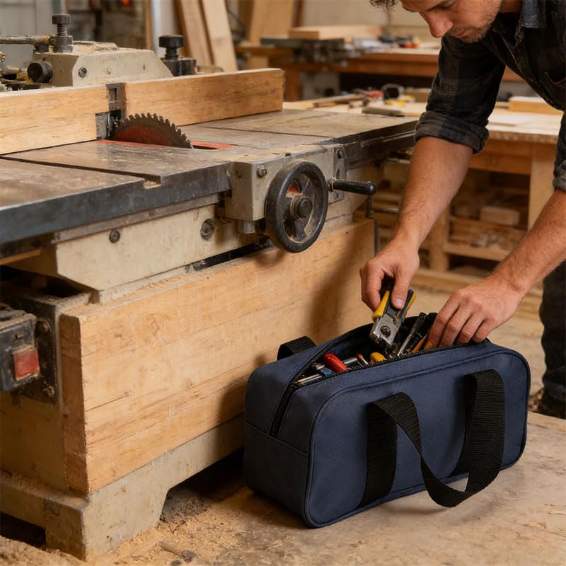Bolsa de herramientas pequeña con boca ancha y asa de transporte, bolsas organizadoras de herramientas impermeables para llaves, alicates y herramientas de bricolaje en taller, obra y reparación del — view 6