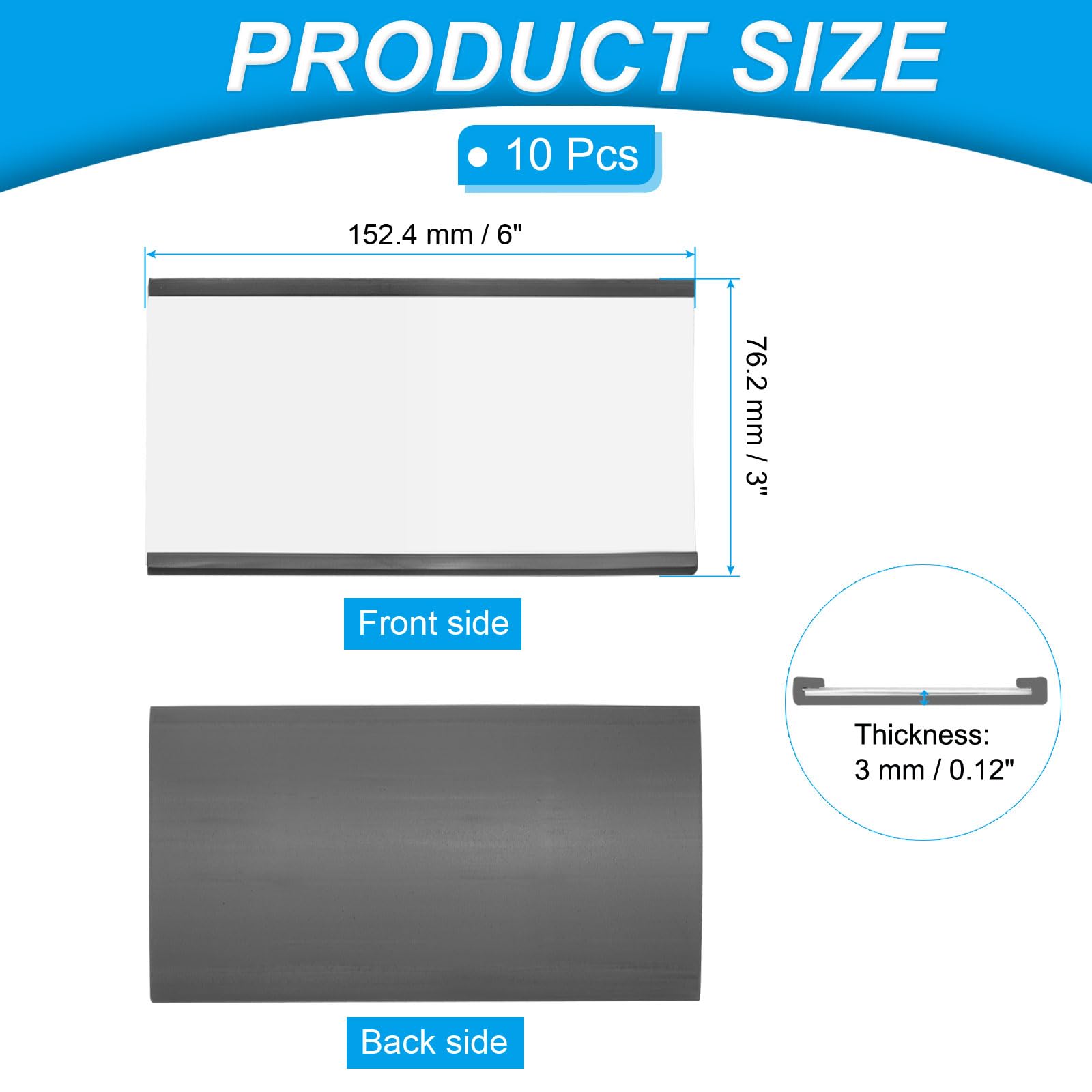 PATIKIL Magnetic Label Holder 6" x 3" with Paper Inserts - Image 2