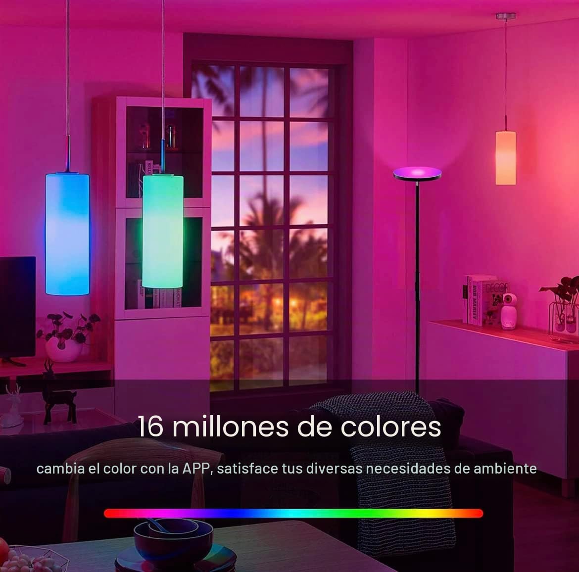 BEL AIR HOME - Lámpara de Pie LED RGB + CTT SMART con Control de APP Compatible con Alexa y Google Assistant - Luz Regulable para Salón, Lectura y Decoración (NEGRO)