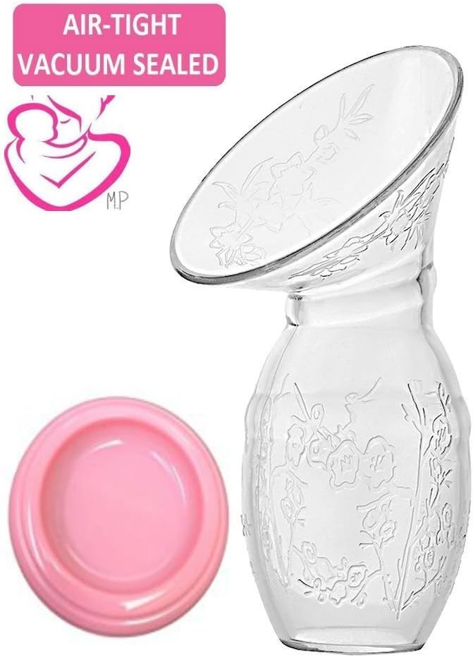 Mamas Pride Manual Breast Pump with Bonus Lid and Milk Saver Suction, Silicone Breast Pump, Breast Pump Manual, Breast Milk Pump, All-in-1 Lid, Air-Tight Vacuum & BPA Free (Pink)