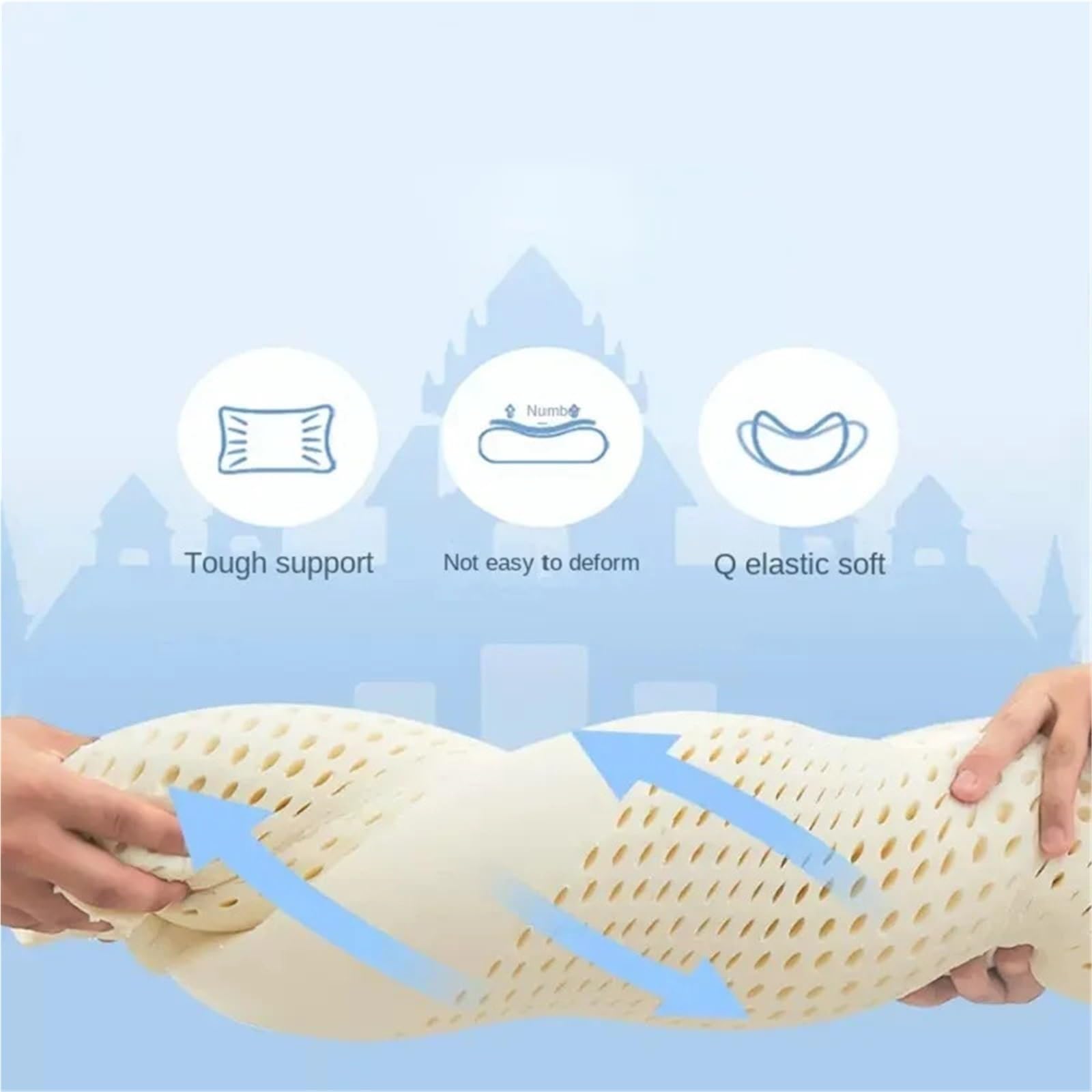 Almohada Latex Latex Pillow Slow Rebound Health Care Memory Foam(Light Grey)