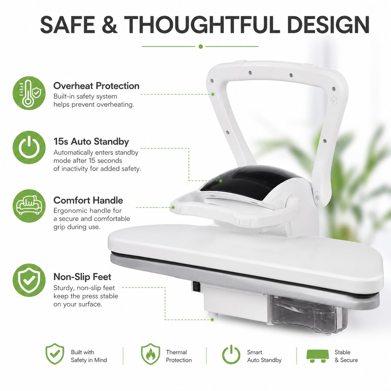 Presse à Repasser à Vapeur Professionnelle 2200W Machine à Repasser Intelligente,Avec écran Tactile,5 Modes De Repassage,Pour Repasser Nylon, Soie, Laine, Coton (Blanc)