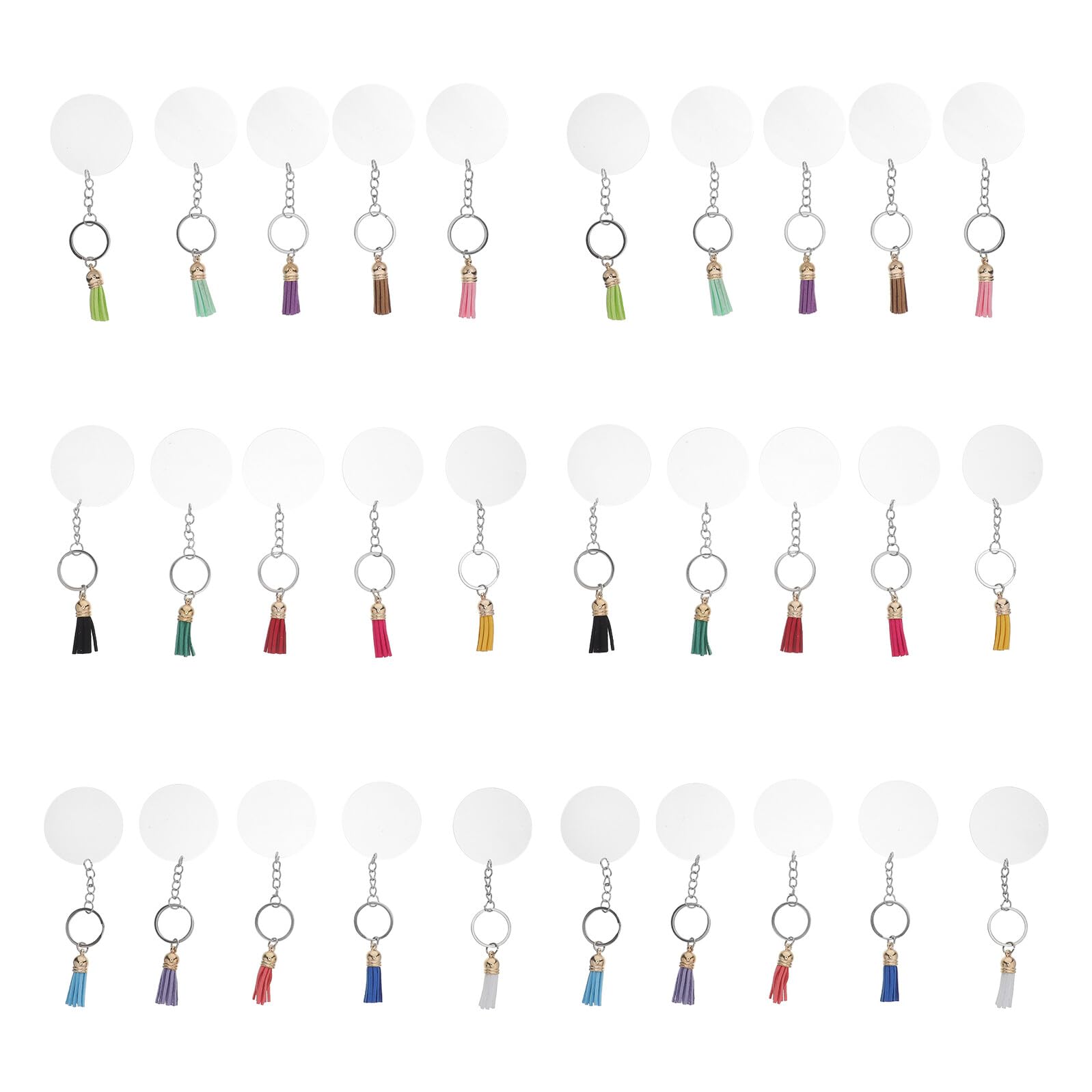Porte-clés ronds en acrylique transparent anti-rayures au design épuré