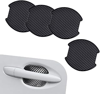 4PCS Car Door Handle Cup Scratch Protectors, 3D TPU Carbon Fiber Auto Door Bowl Sticker, Doors Handle Bowl Anti-Scratch Paint Protective Film, Universal Handle protector for Sedan, SUV (Large)