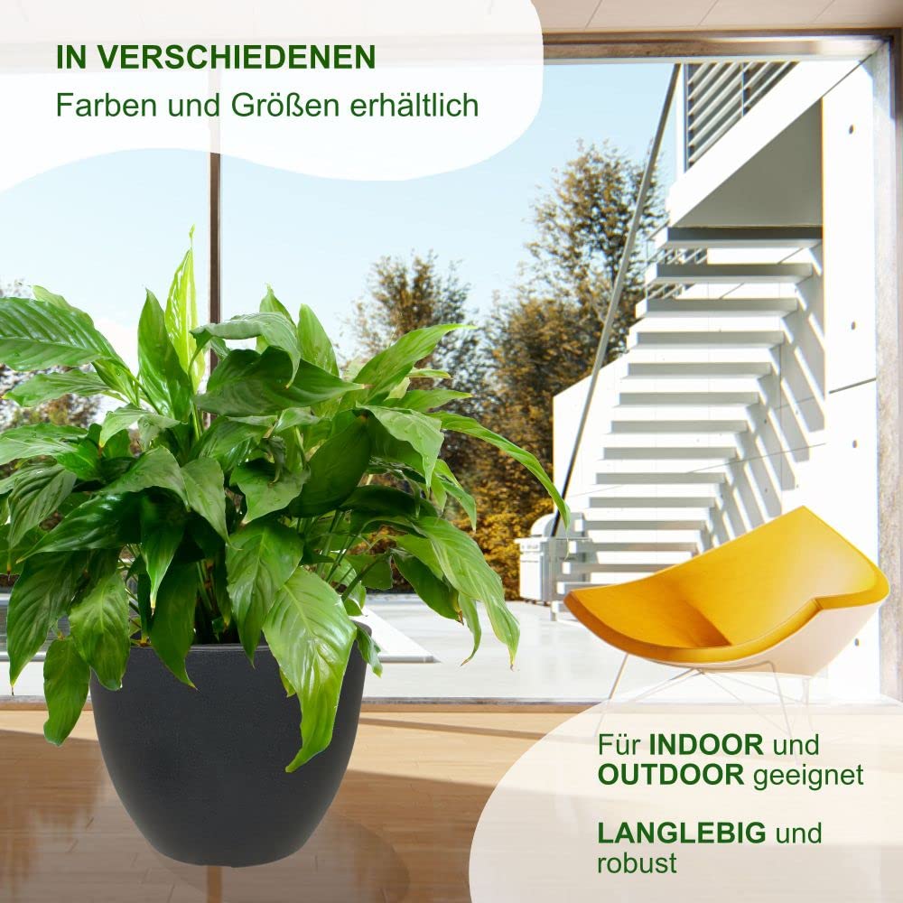 MePla Blumentopf Siena - runder Pflanzkübel - wetterfestes Pflanzgefäß - UV-beständiger Blumenkübel - Pflanzentopf - Kübel - ø60 - Terra