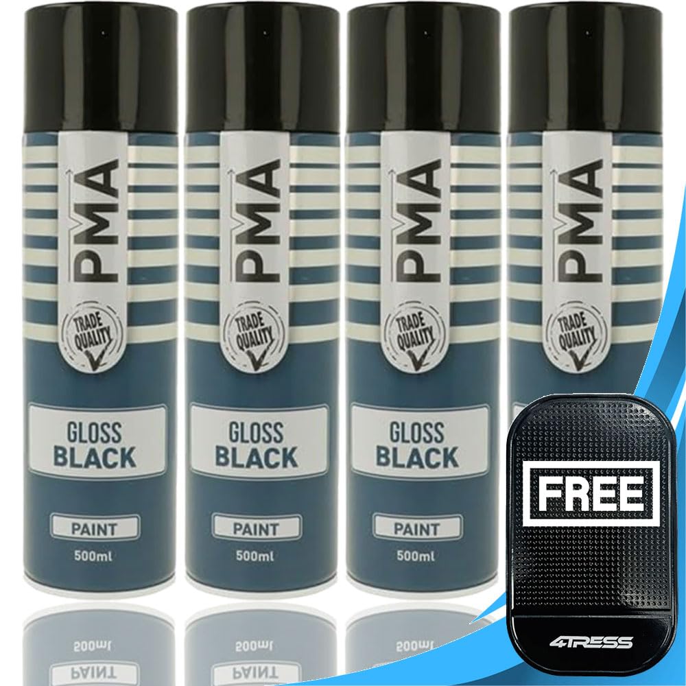 4Tress Black 4 X Pma Gloss Spray Paint Fast-Drying Professional Cans 500Ml Non-Slip Dash Mat(4T-Pcpa1003)