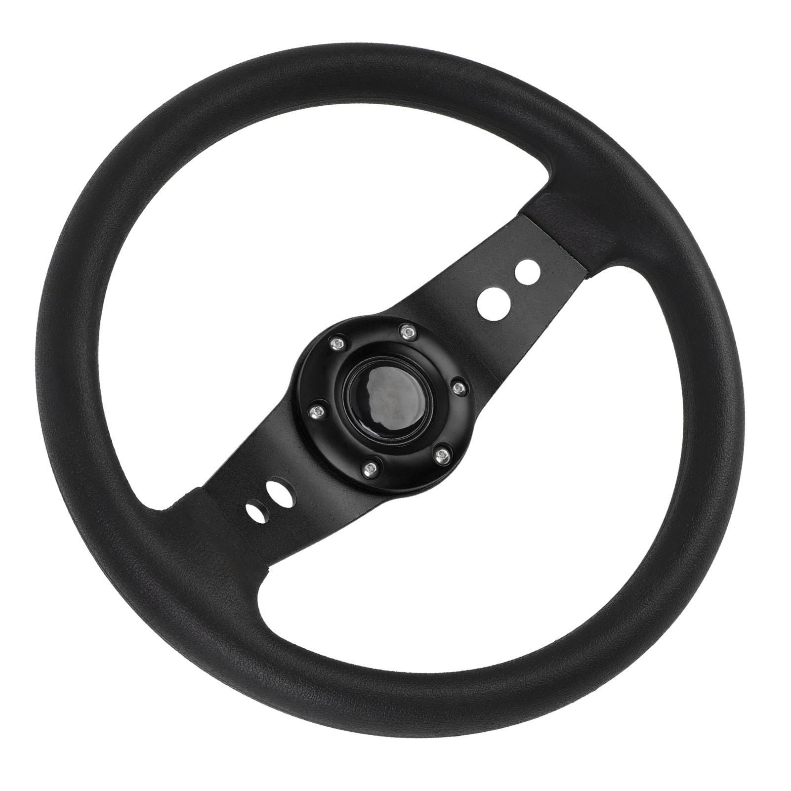 Jiawu 13-calowa Kierownica Samochodowa PU Styl Wyścigowy Odporna na Uderzenia Zwiększona przyczepność Łatwa Instalacja Uniwersalna Sportowa Kierownica do Pojazdów (BLACK)
