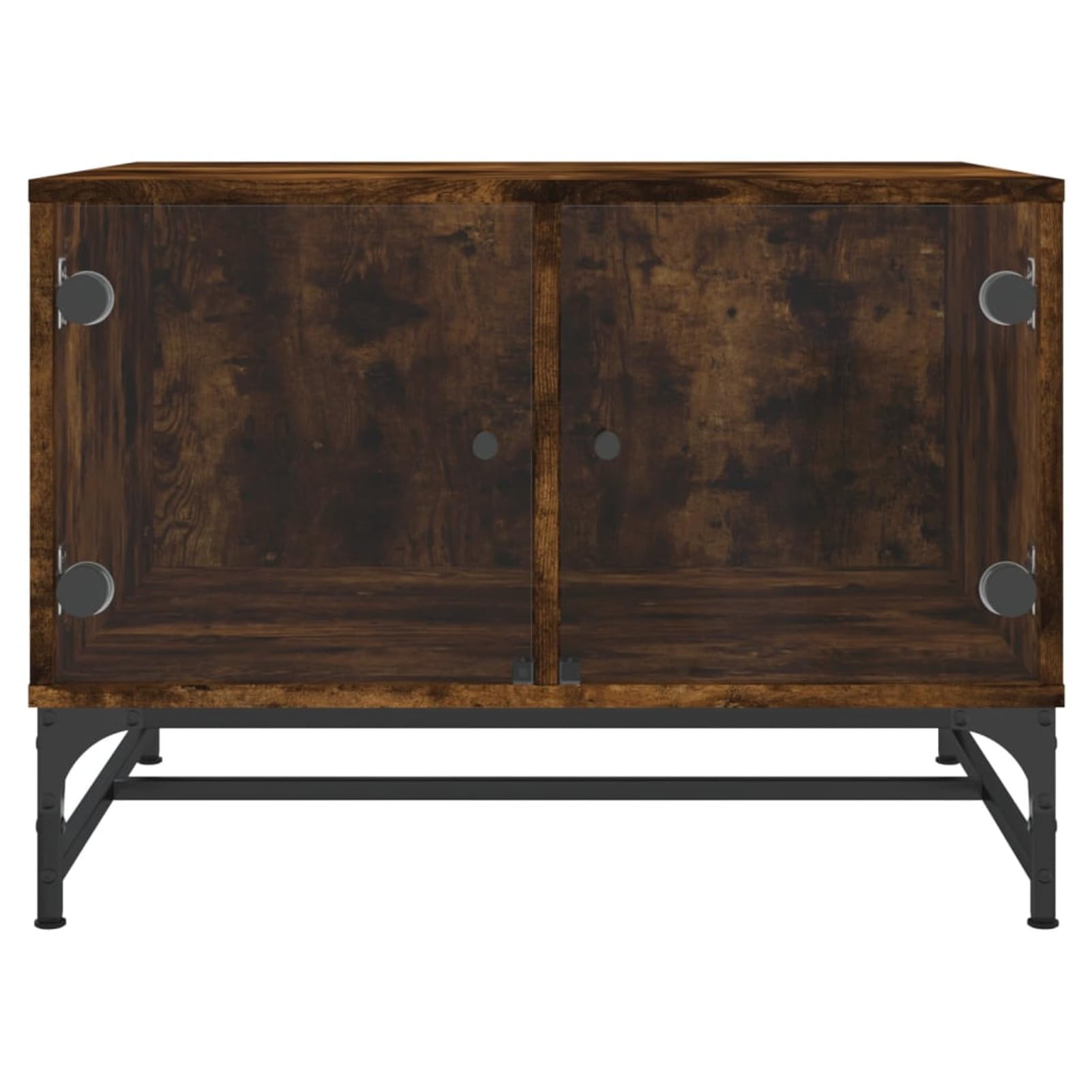 Homgoday Tavolino da caffè con ante in vetro rovere fumé 68,5 x 50 x 50 cm, tavolino da tè per soggiorno, sala d'accoglienza degli ospiti, camera da letto e ufficio