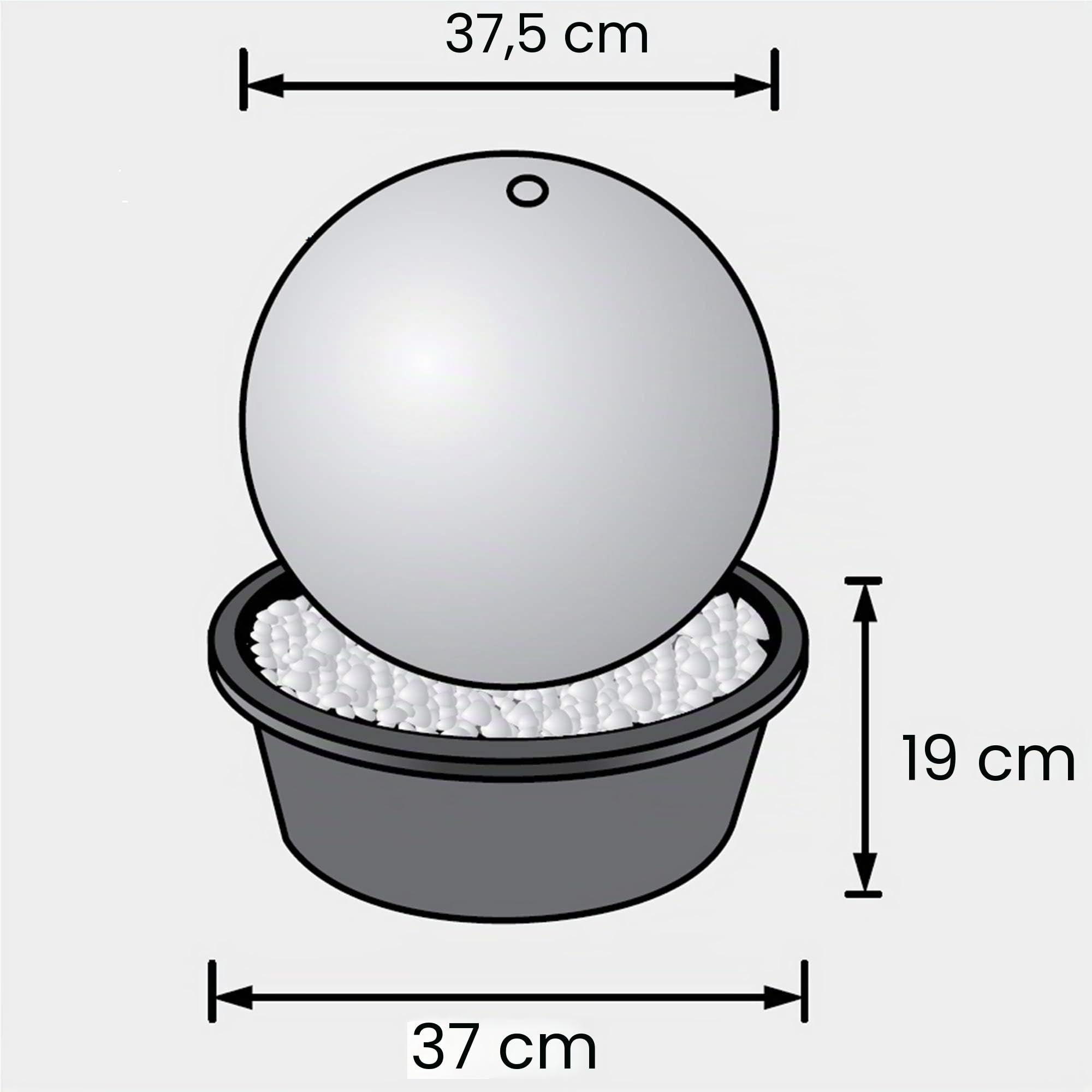 Köhko Fontaine sphérique de 40 cm en Acier Inoxydable Poli Brillant 21004 avec éclairage LED