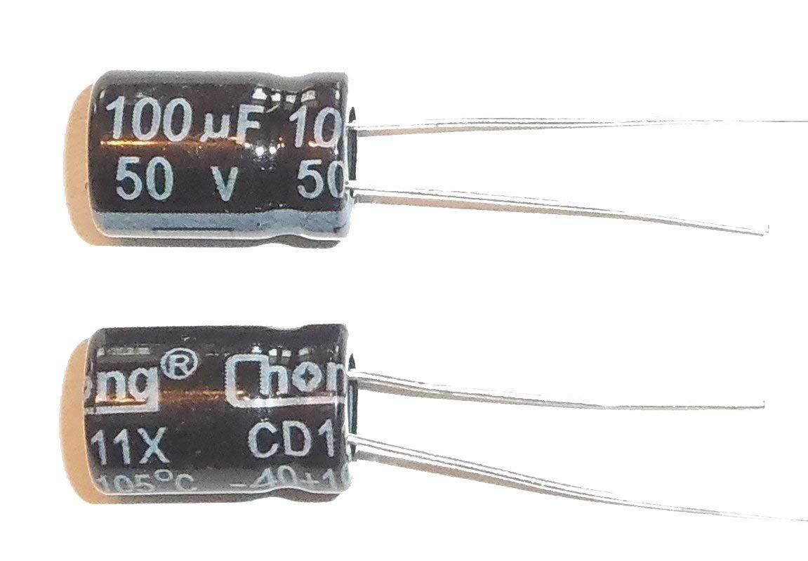 E-Projects B-0002-D09 Radial Electrolytic Capacitor, 100uF, 50V, 105 C (Pack of 5)