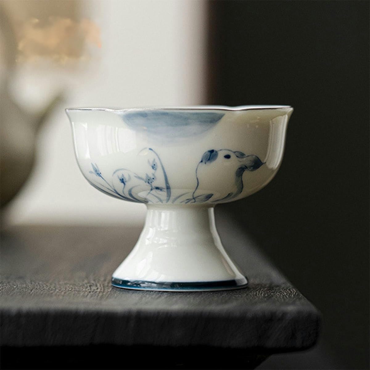 70 ml, 6 x 7,5 cm, ręcznie malowane ceramiczne filiżanki do herbaty, biała ceramiczna filiżanka do herbaty, kubek ceramiczny z podstawką, kubek do lodów dla dorosłych, prezent