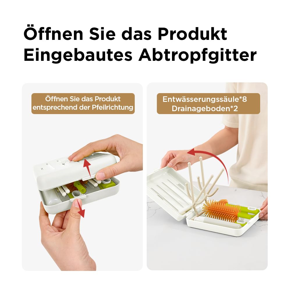 YOTIME Reise Flaschenbürste Baby Set mit Baby Flaschenhalter, für Must Have Reisen, Seine Freunde und Verwandten Besuchen, Weiß