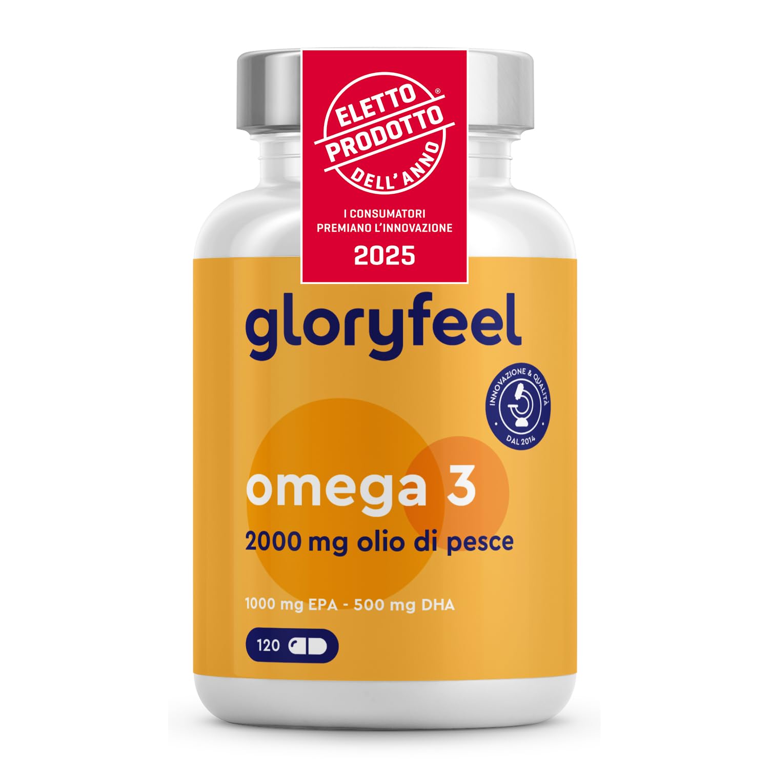 Omega 3 2000mg, Elected Product of the Year 2025, 1000mg EPA + 500mg DHA, Omega 3 Fish Oil, 120 Capsules, in Re-esterified Triglyceride Form, Omega 3 Supplement, Source of Essential Fatty Acids