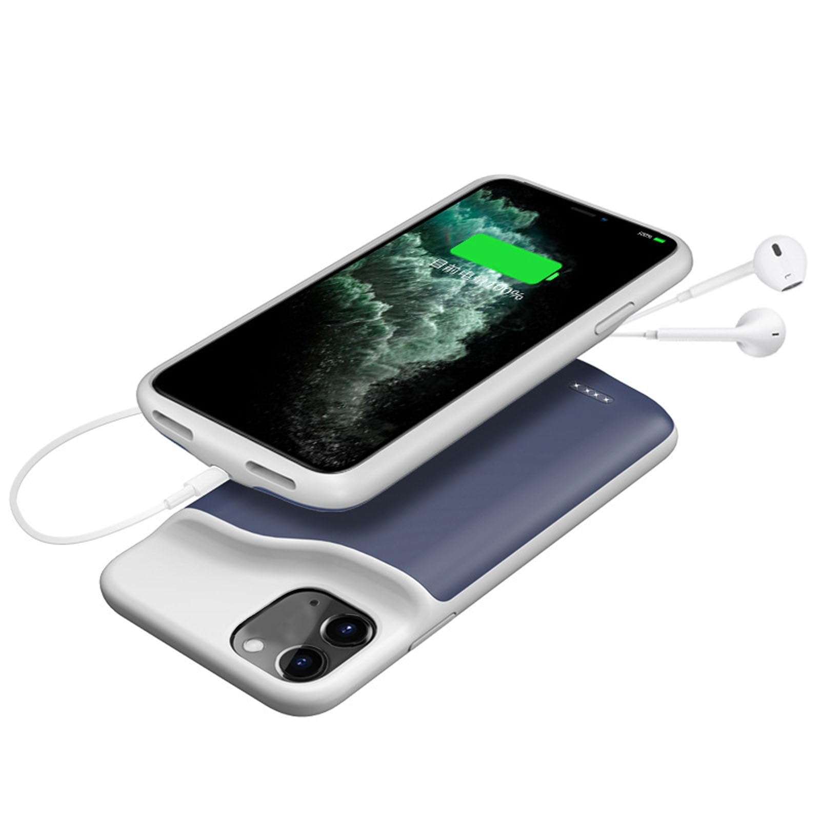 SIXRUN Custodia con Batteria da 5500mAh per 12 Pro Max, 6.7in (BLUE)