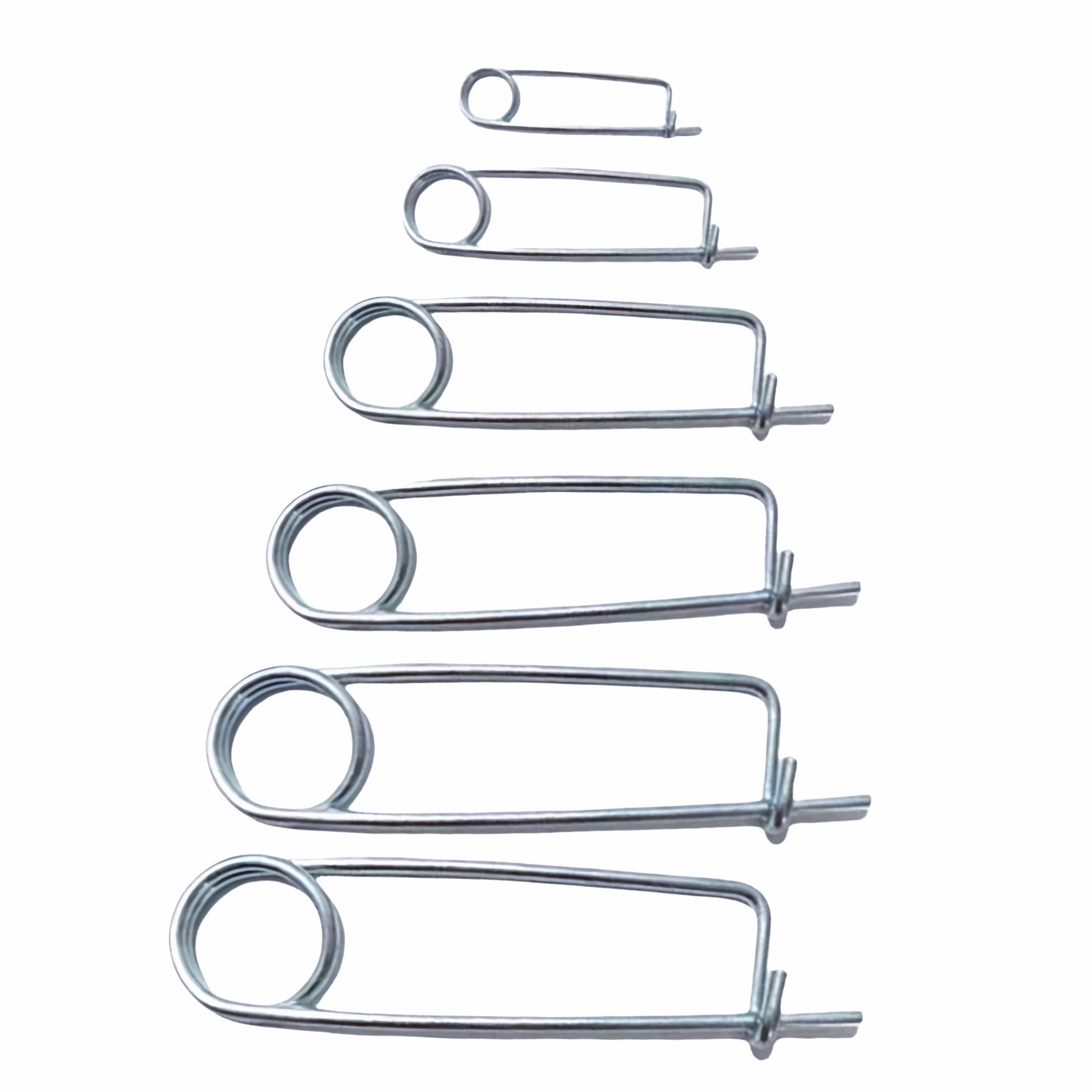 Broche de acero Sping con forma de pasador de seguridad, broche de bloqueo rápido para enganche de jardín (diámetro: 3,2 mm x 65 mm (disponible), 8 unidades)