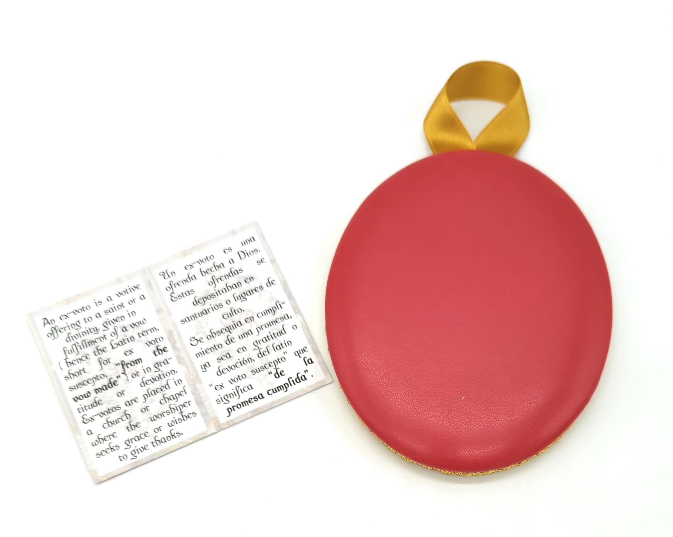 Cuore votivo rosso, Cuore Ex Voto da appendere in chiesa, cappelle, santuari, per Grazia Ricevuta, 12x10 cm, Made in Italy.