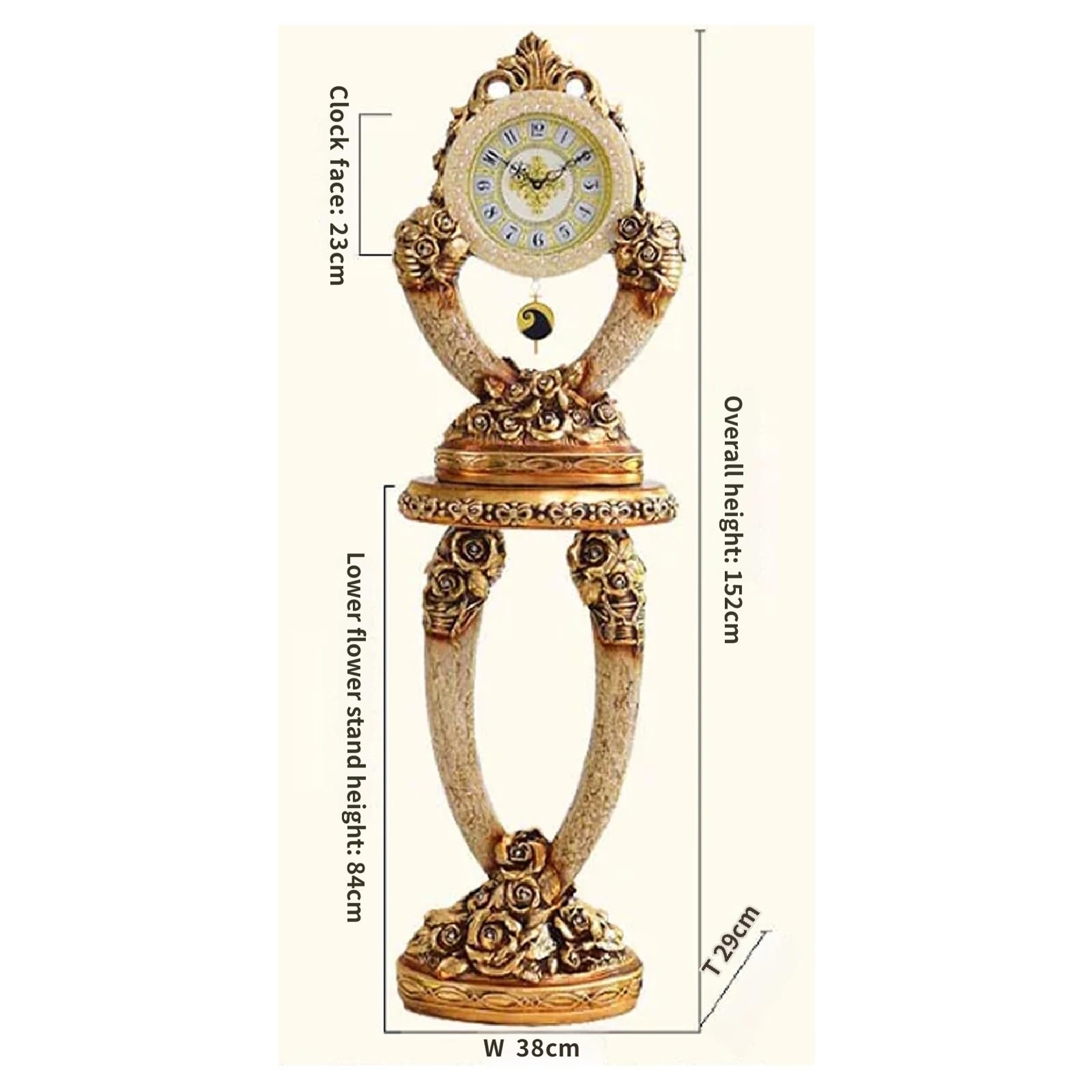 Reloj de pie Reloj de piso vintage cuarzo estilo europeo silencioso | Adornado for sala de estar