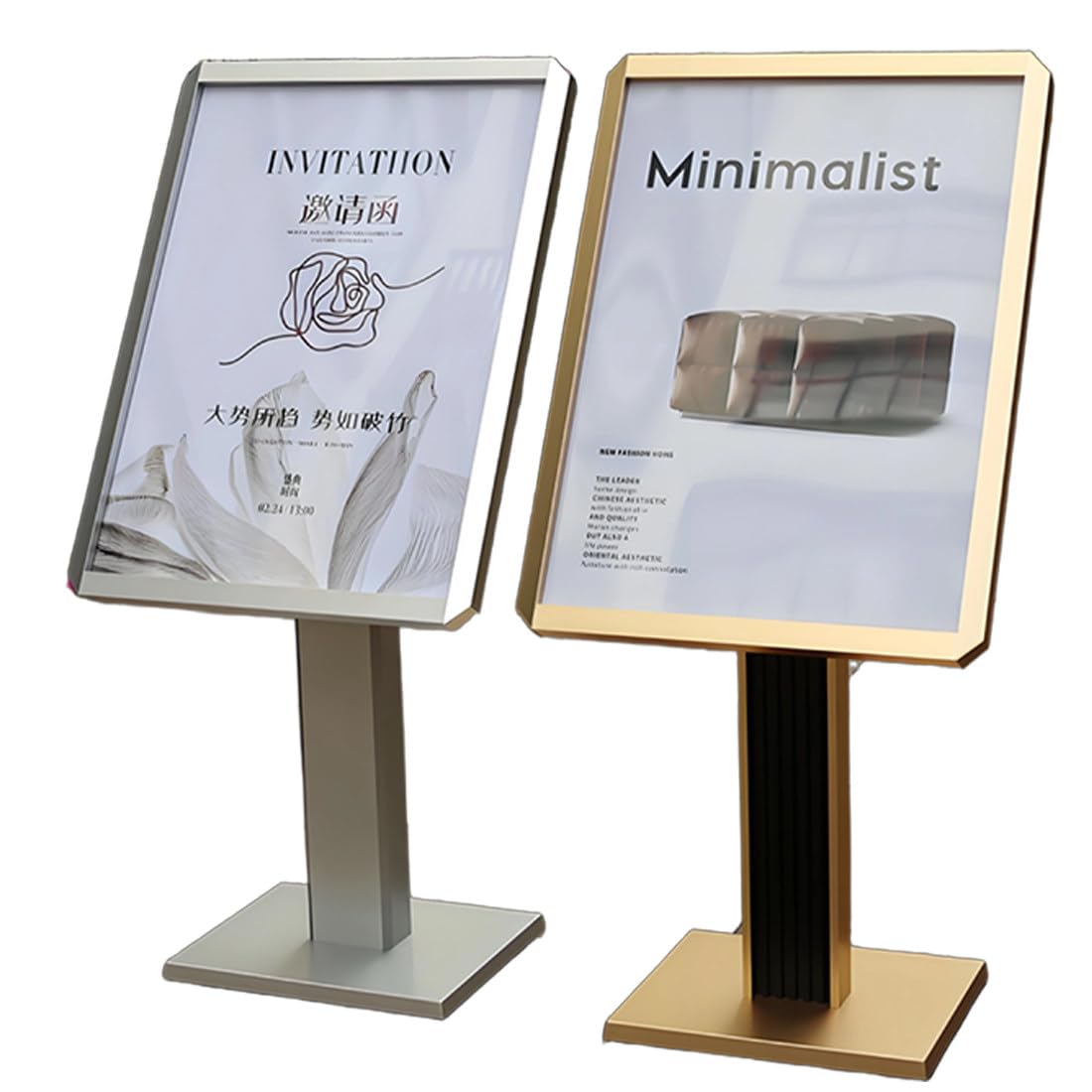 Soporte para Carteles Publicitarios Black-50 * 70 | Panel de Protección Transparente Antigolpes, Ajustable en Orientación Vertical y Horizontal, Base Ancha y Estructura Robusta