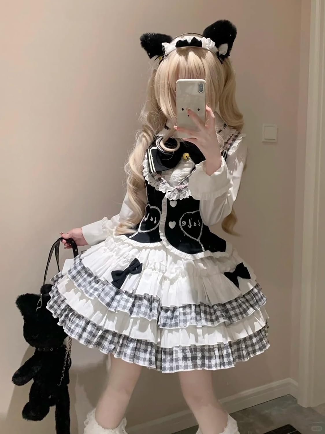 地雷 nyanMe ブラウス スカート リボン チェーン ゴスロリ