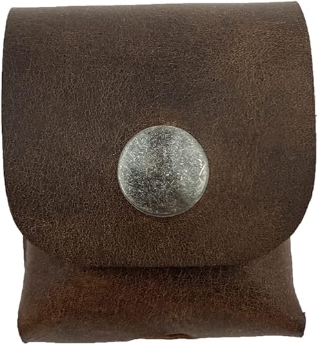 Funda de carga rústica para AirPods hecha a mano de cuero de grano completo, tamaño de bolsillo, funda Bluetooth auténtica, bolsa de transporte