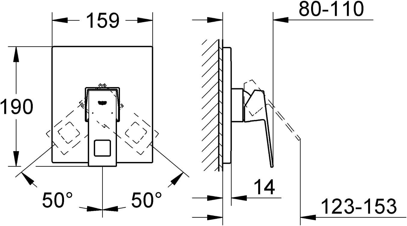 GROHE 19898000 | Eurocube Single-Lever Shower Mixer Trim