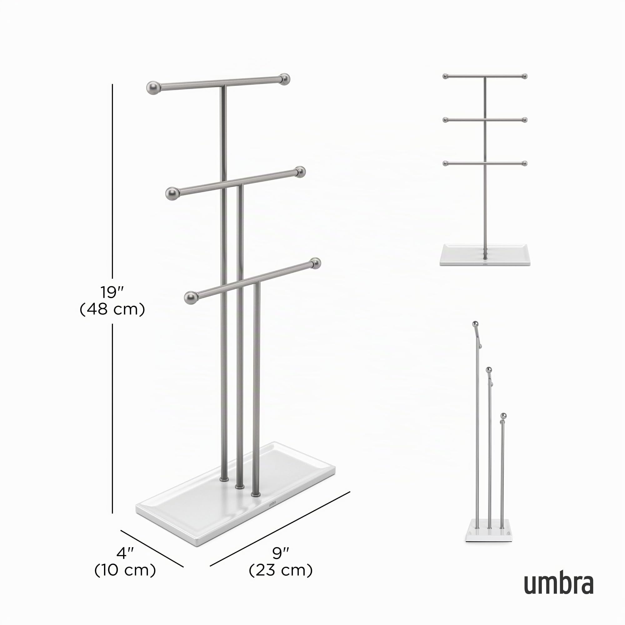Umbra Trigem Soporte de joyería, Acero, Blanco/Níquel metálico