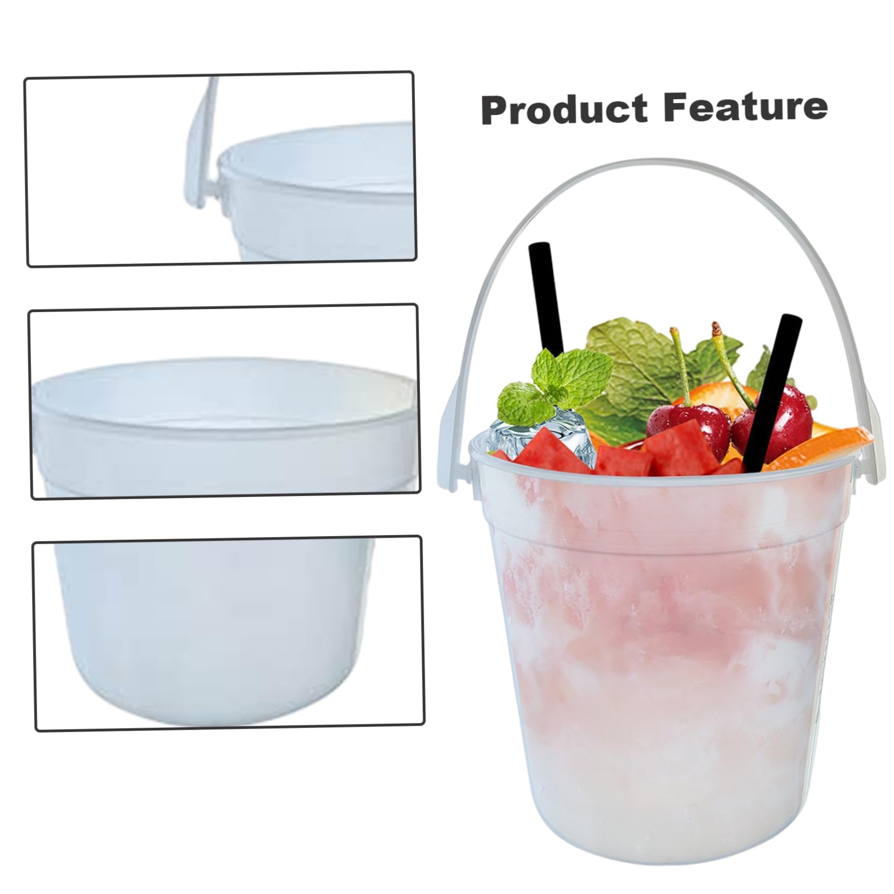 Secchiello per il ghiaccio per feste Secchielli per rum da cocktail riutilizzabili in plastica 10 pezzi Secchielli per vino, birra, 1 litro.