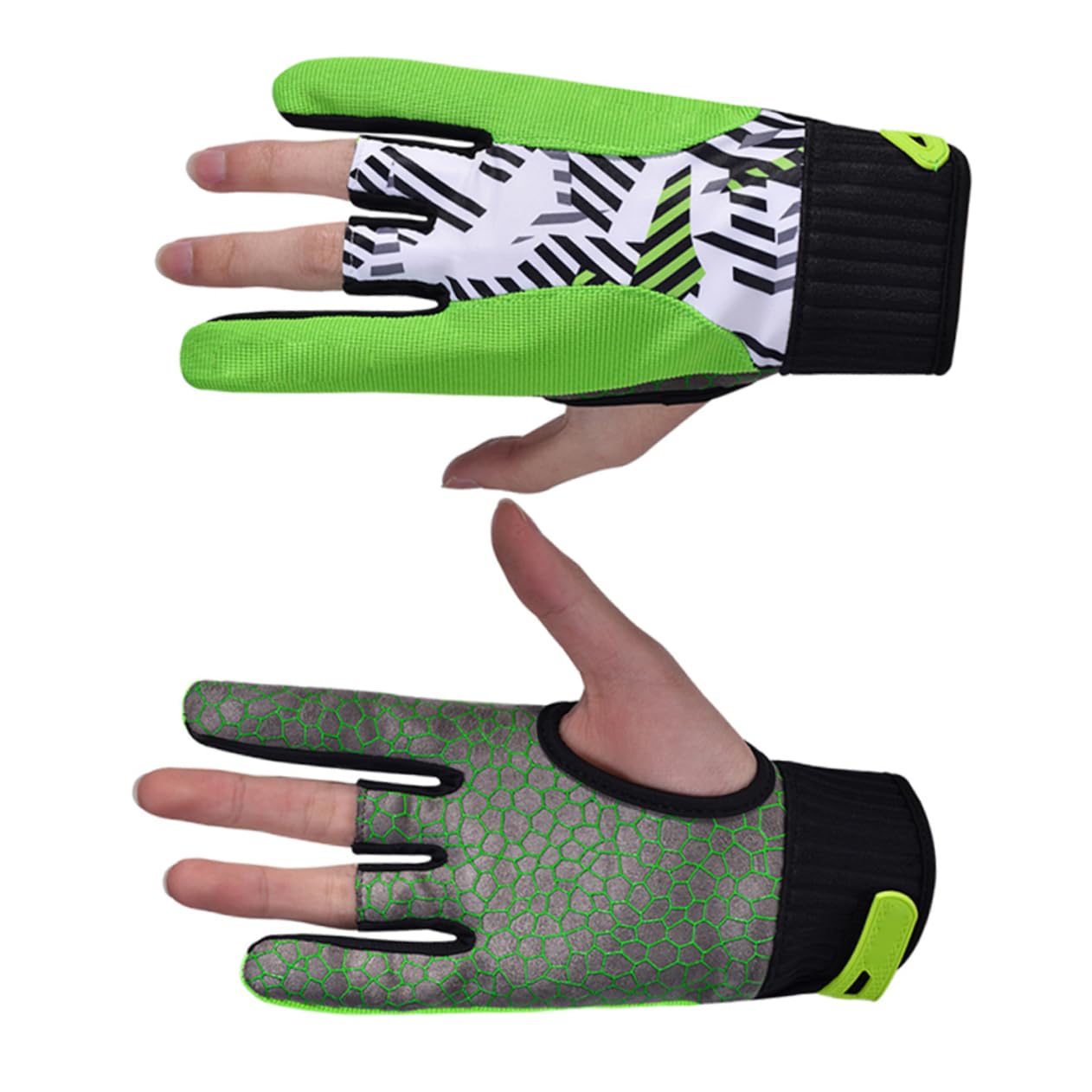 JOINPAYA 1Pair Professional Slip Bowling Gloves Green Breathable Flexible Design for Enhanced Performance for Bowling Sports Accessories