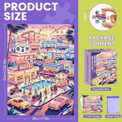 Puzzle de 500 Piezas para Adultos, Paisaje Escénico Santa Monica | Desafiante y Colorido, Con Letras en el Reverso, Ideal para Viajeros miniatura 2