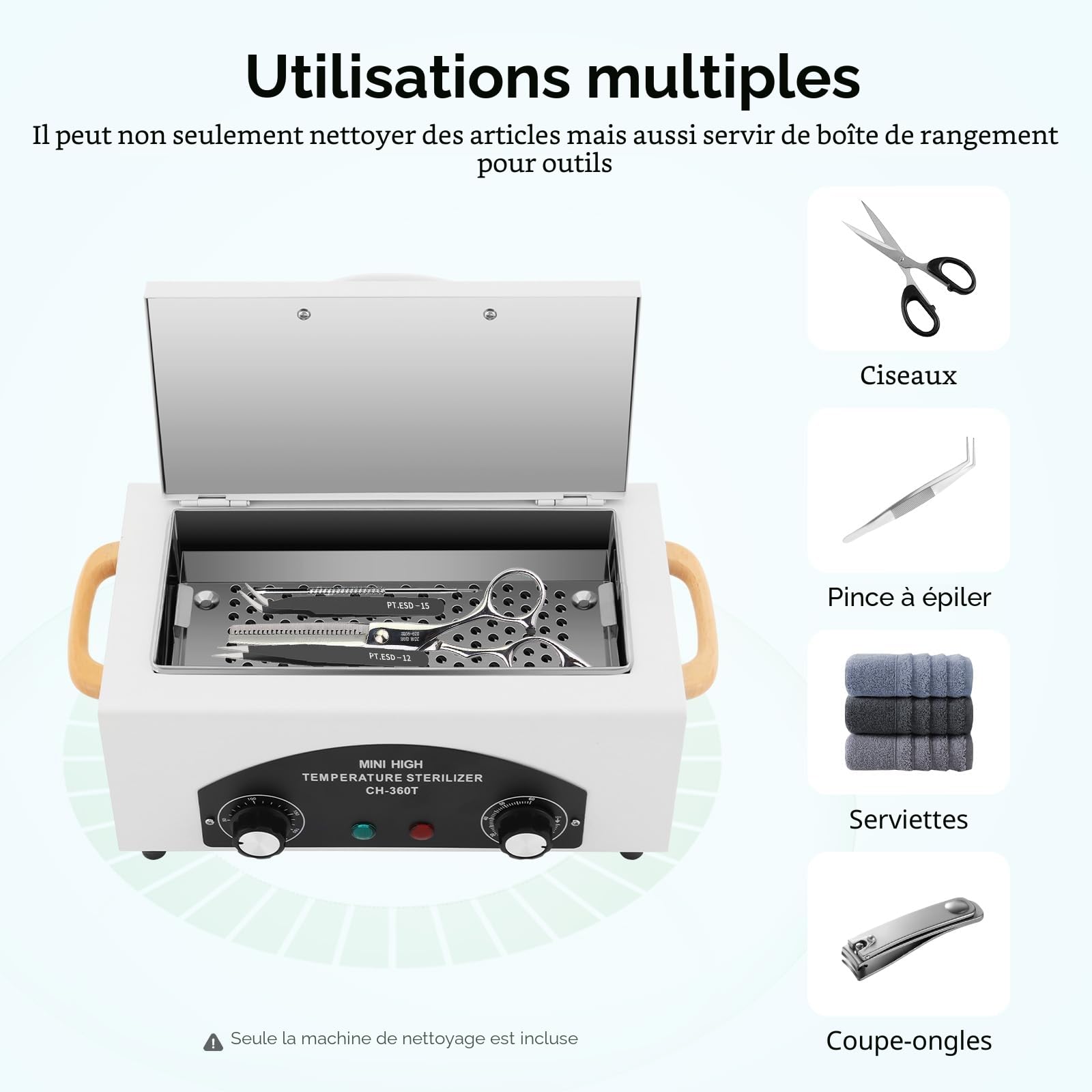 MINRS - Stérilisateur à air chaud - 300 W - 220 °C - Haute température - Chaleur sèche - Stérilisateur avec minuteur réglable - Pour outils à ongles, outils cosmétiques, soins des pieds, salon de