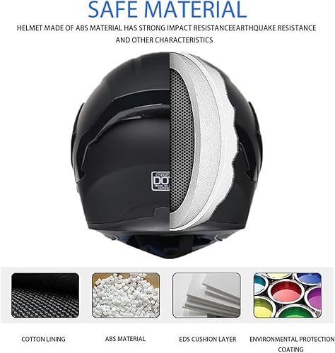 Miniatura 6 de Casco de Motocicleta Bluetooth, Casco de Motocicleta Modular con Bluetooth, Aprobado por DOT Doble Visera Cara Completa Abatible Cascos de