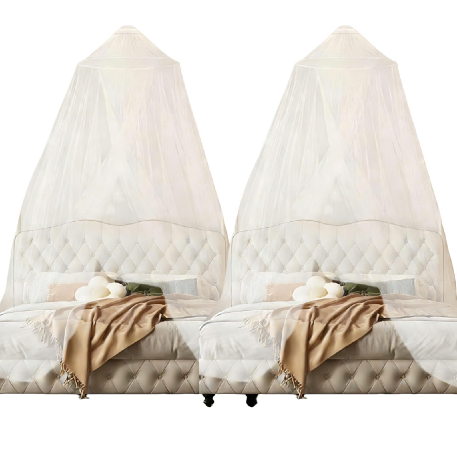 Pddenality 2pcs Mosquito Net for Bed Mosquito Bed Net for White Dome Single and Double Beds Use for Indoor and Outdoor Travel
