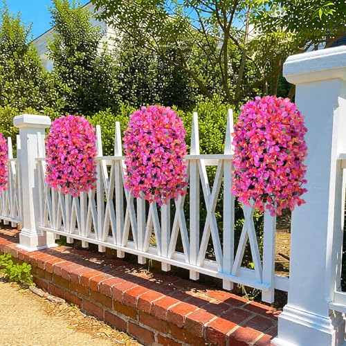 Image of Bassion 2 Pcs Artificial Hanging Bougainvillea for Outdoors, Mix Fuschia
