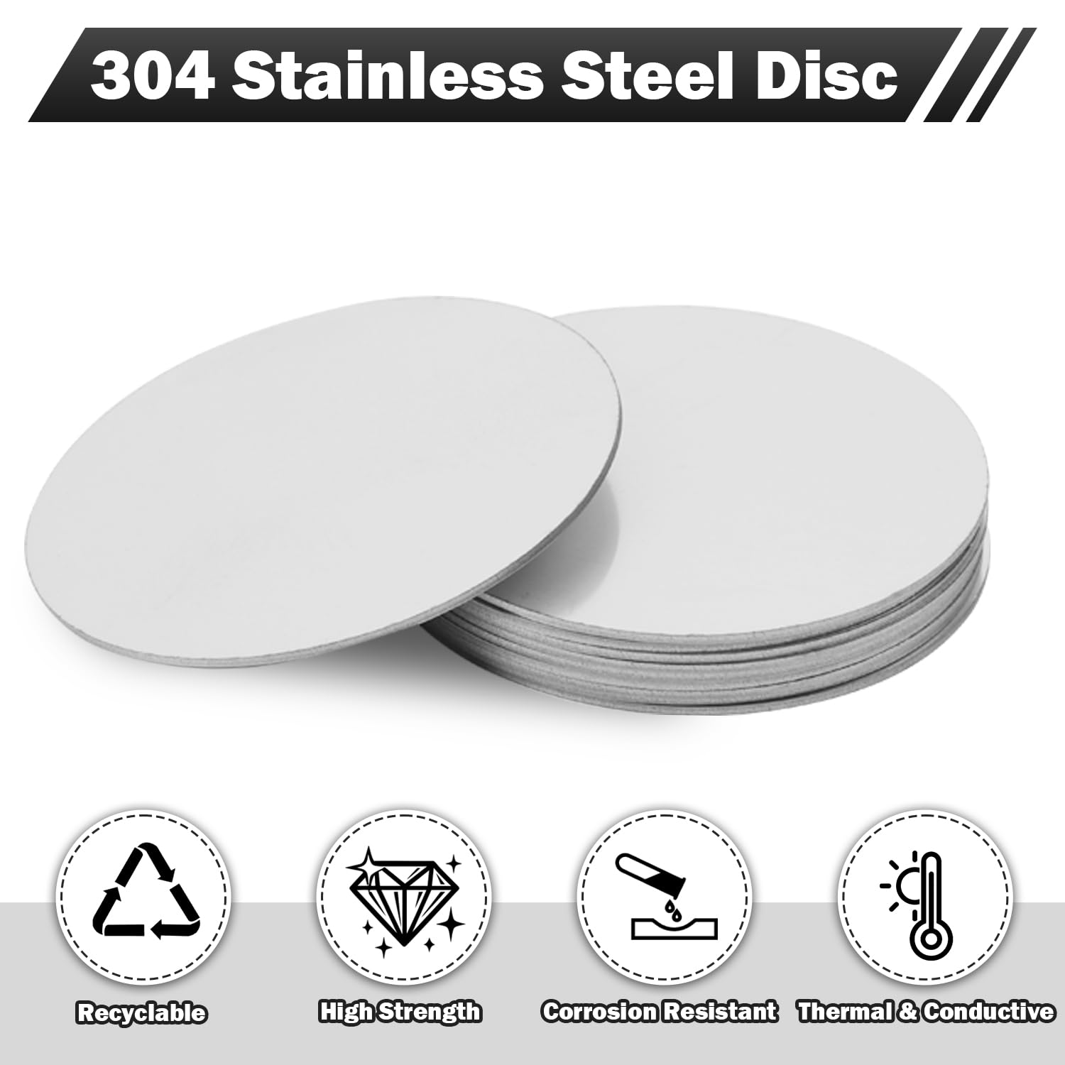 5Pcs 304 Stainless Steel Disc, 3-1/8"(80mm) Diameter, 1.5mm Thickness Round Metal Circle Blanks, Flat Sheet Plate for Crafts, DIY Projects, Stamping, Engraving and Industrial Use
