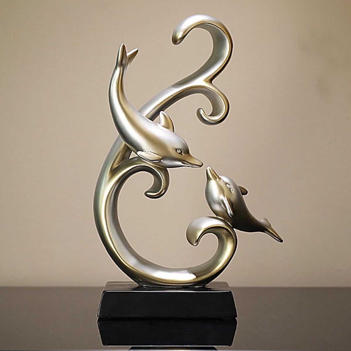 GHKryD statue, Dolphin-Shaped Statues for Abstract Resin Marine Animal Sculpture Ornament for Living Room Bedroom Entryway(Style 2,A)