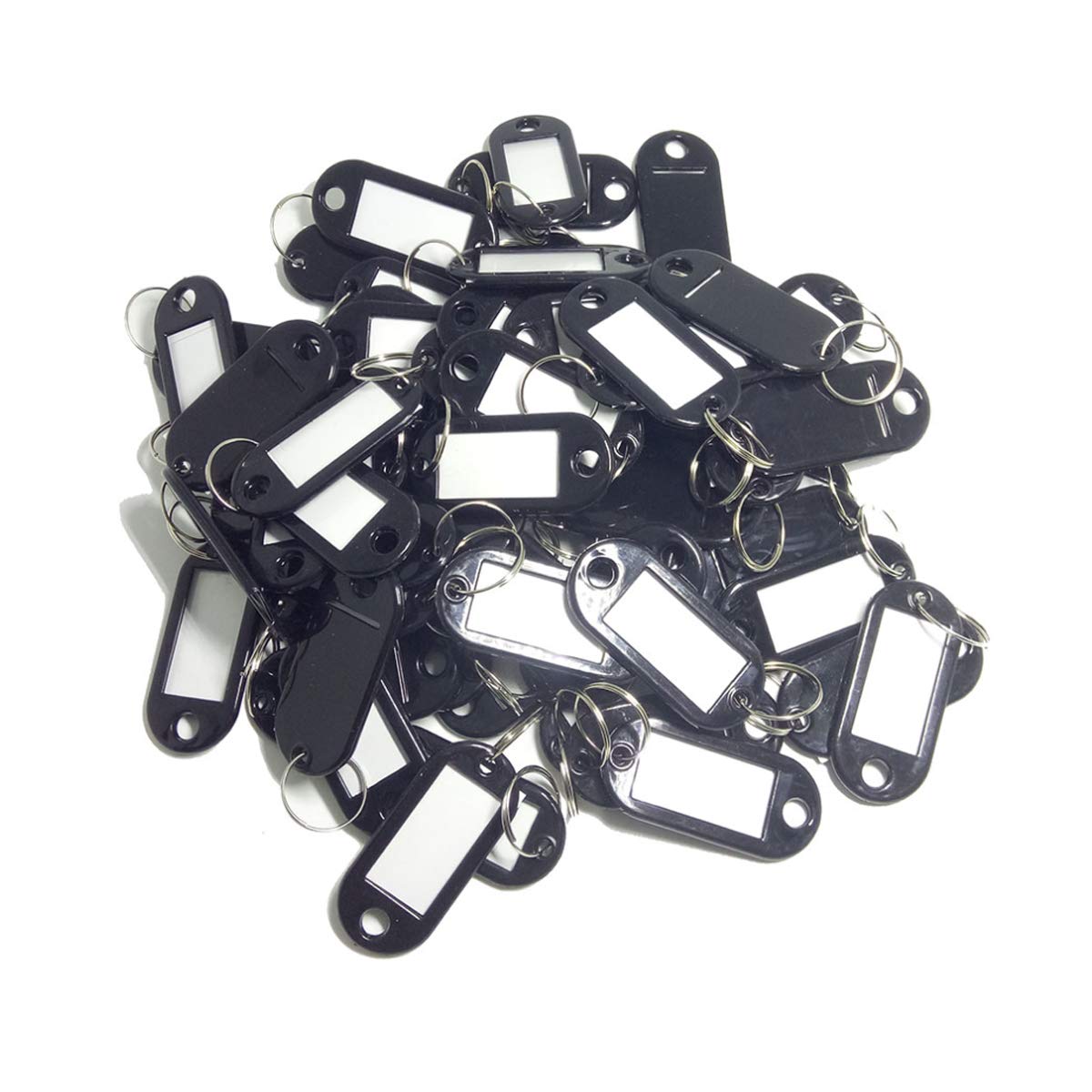 Toolstar Black Key Labels, 100Pcs Key Id Tags Key Labels Tags Plastic Key Tags, Tags With Key Rings As Key Fobs Luggage Pet Name Memory Stick Tags (Black)