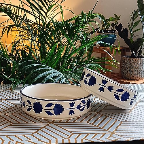 Image of Niyara Stoneware Handmade Ceramic Stylish Premium Bowls Serving Bowls Microwave Dishwasher Safe (Salad Delta Bowl)