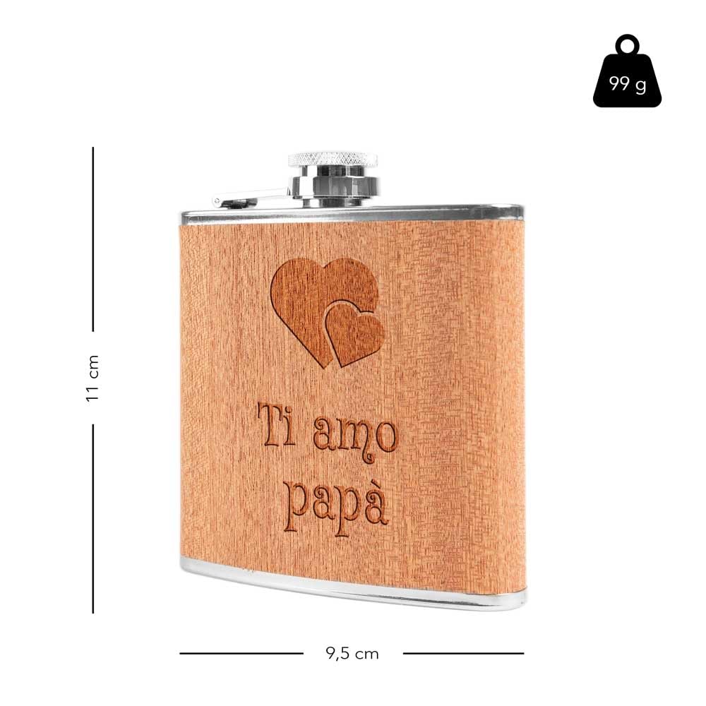 Fiaschetta In Legno Personalizzata Con Iniziali - 180 Ml - Regalo Ideale Per Uomo/Donna