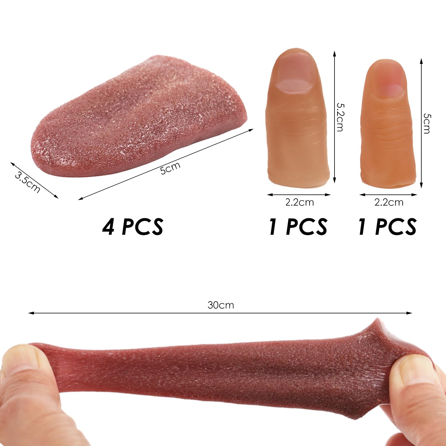 BIFHIG 2 Morceaux De Fausse Langue Et 2 Morceaux De Faux Doigts Des Jouets De Langue D Imitation Des Couvertures De Doigts Pou