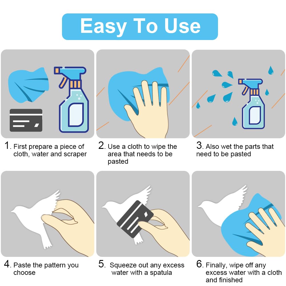 AUAUY Anti-Collision Window Stickers, 48PCS PVC Self-Adhesive, Alarm Bird Shapes - White