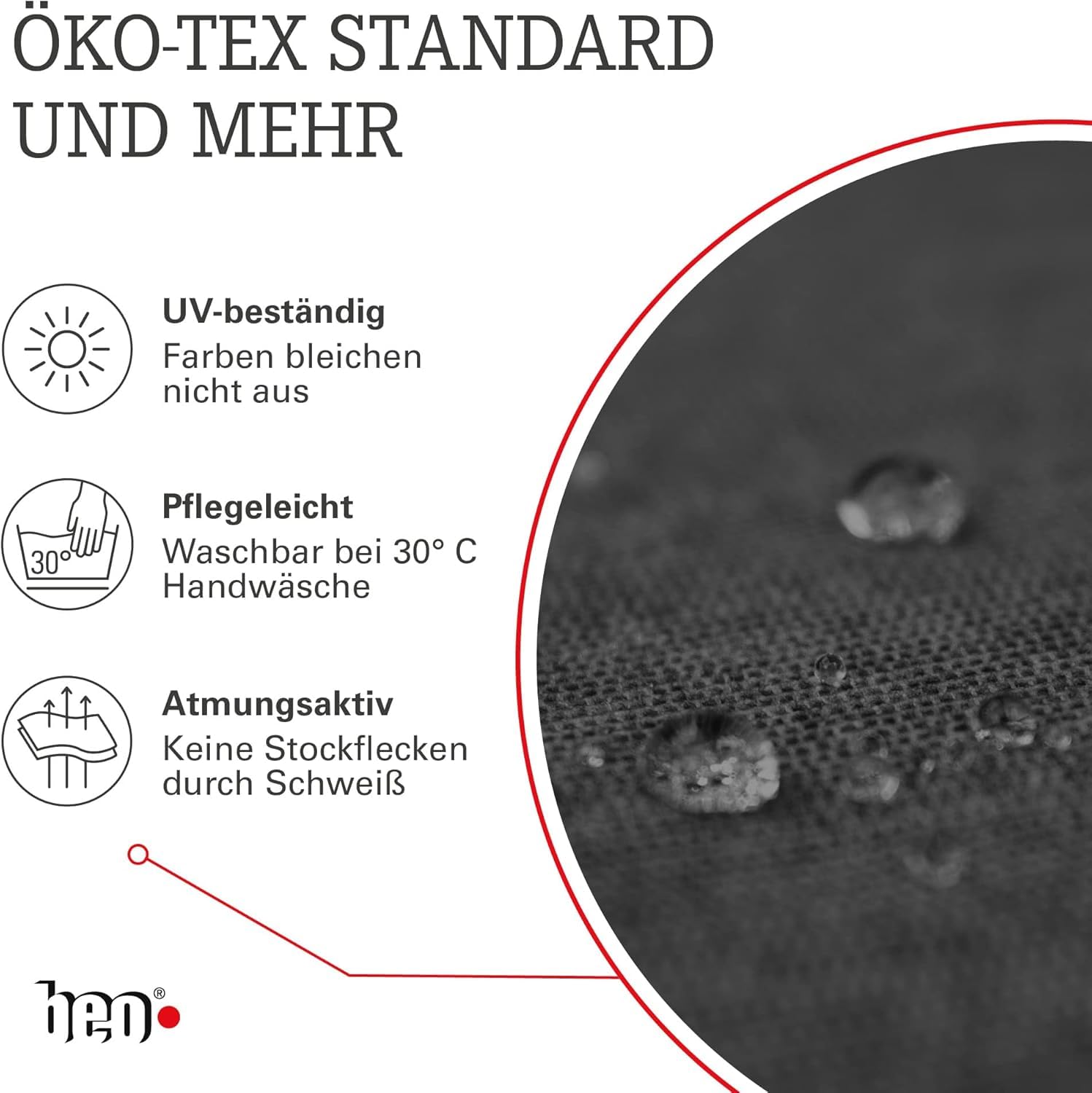 Beo Gartenstuhl-Auflagen Kos Niedriglehner 80x44 cm, 6er Set | Waschbare, UV-beständige Sitz-Kissen | Atmungsaktive Polster-Auflagen nach Öko-Tex Standard | Blau-Grün gestreift | Made in EU