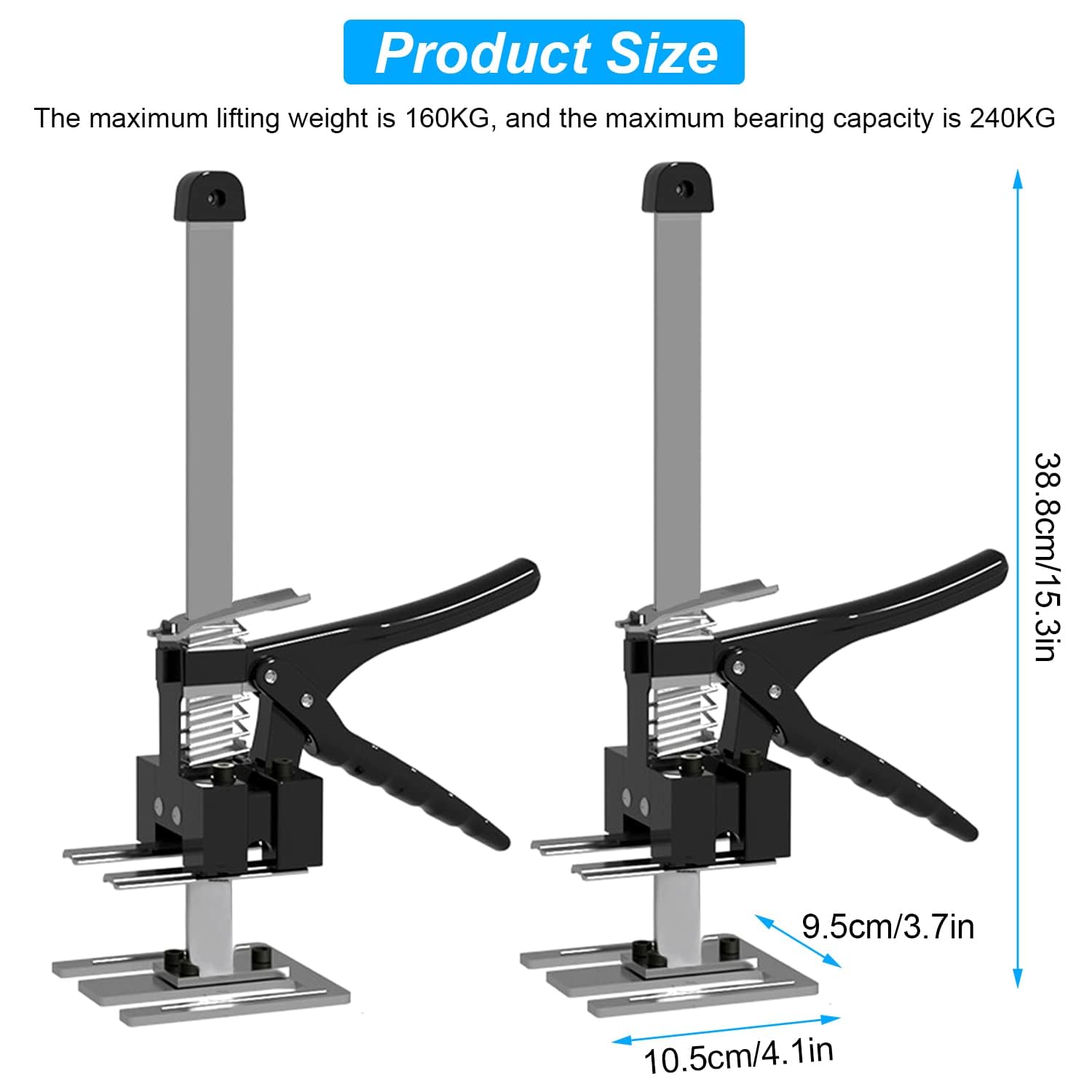 2 piezas Elevador de Mano, Ajustable Regulador de Altura de Baldosas, Levantador de Azulejos Para Paneles de Puertas, Armarios, Azulejos de Pared (Capacidad de Carga 170 kg)