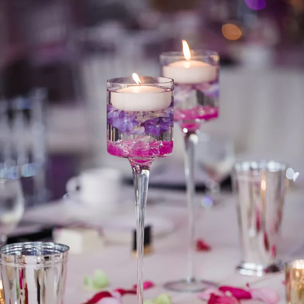 6 Hour White Floating Candles, Set of 50 2.0 Inch Unscented Dripless Pool Water Wax Floating Candles for Cylinder Vases, Centerpieces at Wedding, Party, Pool, Holiday