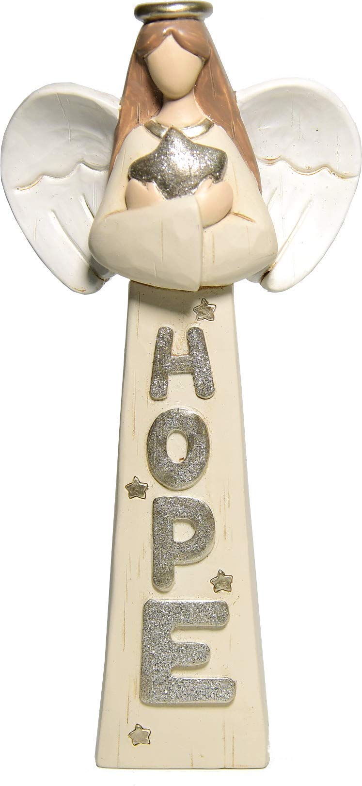 Holy Land MarketResin Love Angel - Decorated with Stars (4.2 Inches, Hope)