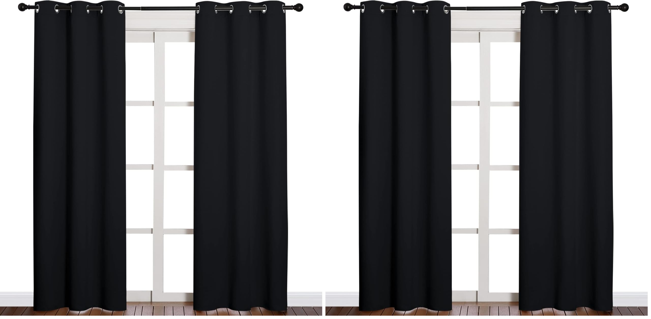 NICETOWN Thermal Insulated Black Blackout Curtains/Drapes 84 inches Length 2 Panels Set for Living Room, 42 inches Wide, Privacy Sound Reducing Room Darkening Draperies Window Treatment (Pack of 2)