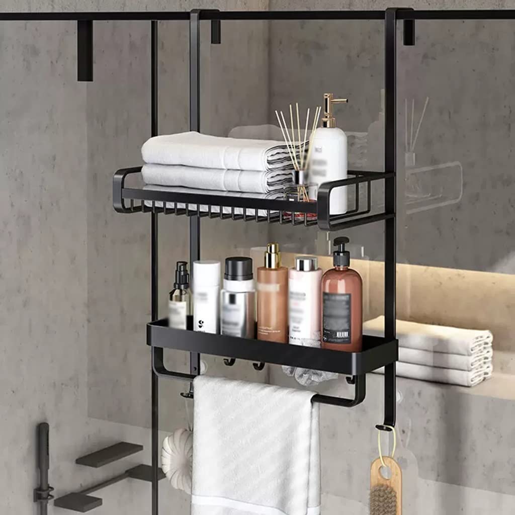 Estanteria Ducha Colgar Estanteria Baño Acero Inoxidable Organizador De Ducha Para Colgar Sin Taladrar Con Toallero Para Almacenar Y Organizar En El Baño ( Color : /Black A , Size : L-type hook )